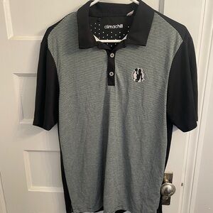 Boston Celtics Adidas Climachill Striped Black and Gray Polo